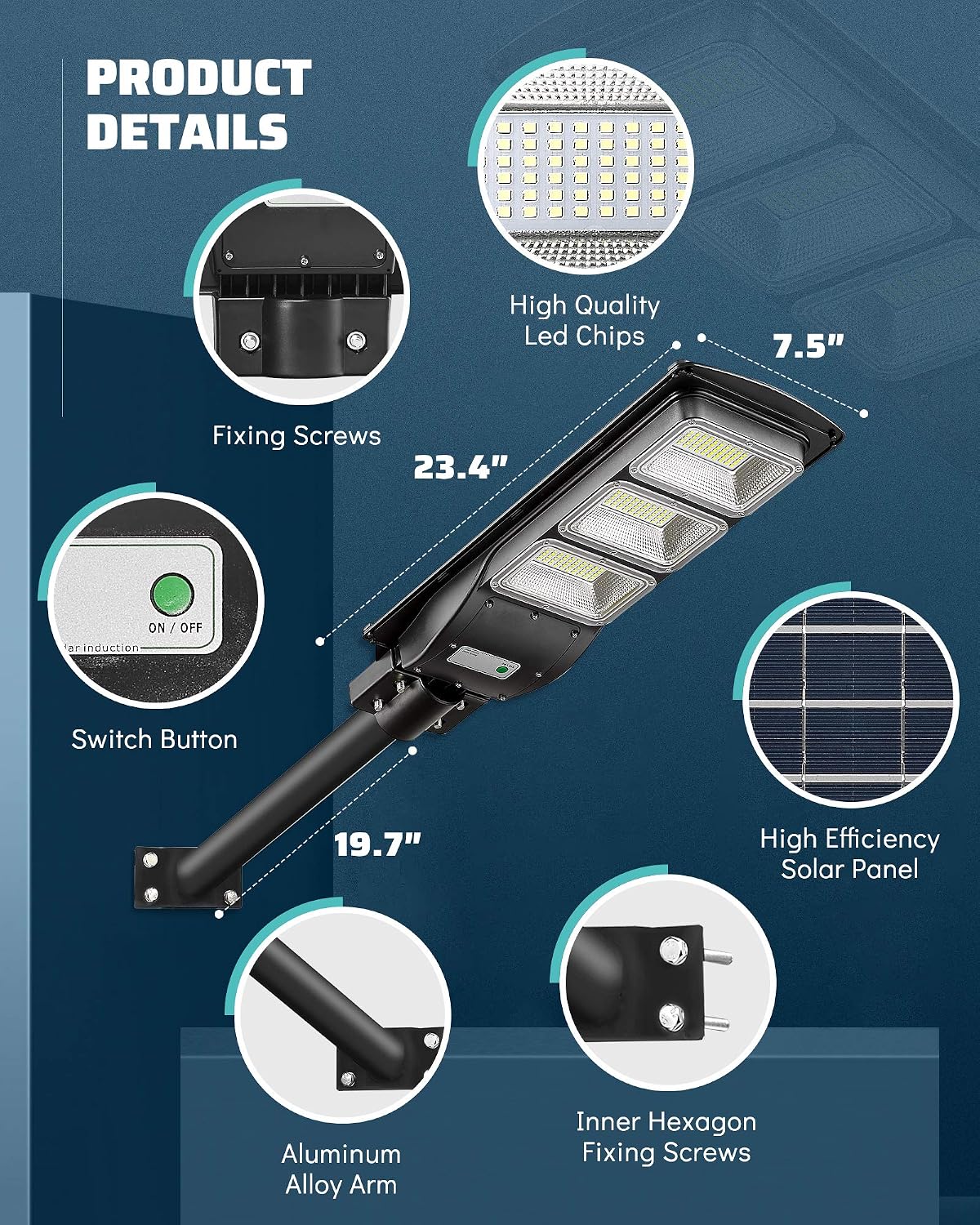 Lovus 2Pack 3600W Solar LED Street Lights, IP65 Waterproof Outdoor Solar Motion Sensor Flood Security Lights Dusk to Dawn for Parking Lot, Home, Garage