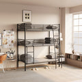 GOWE Bedroom Dormitory Twin Size Black Metal Triple bunk Bed can be Disassembled into Three beds