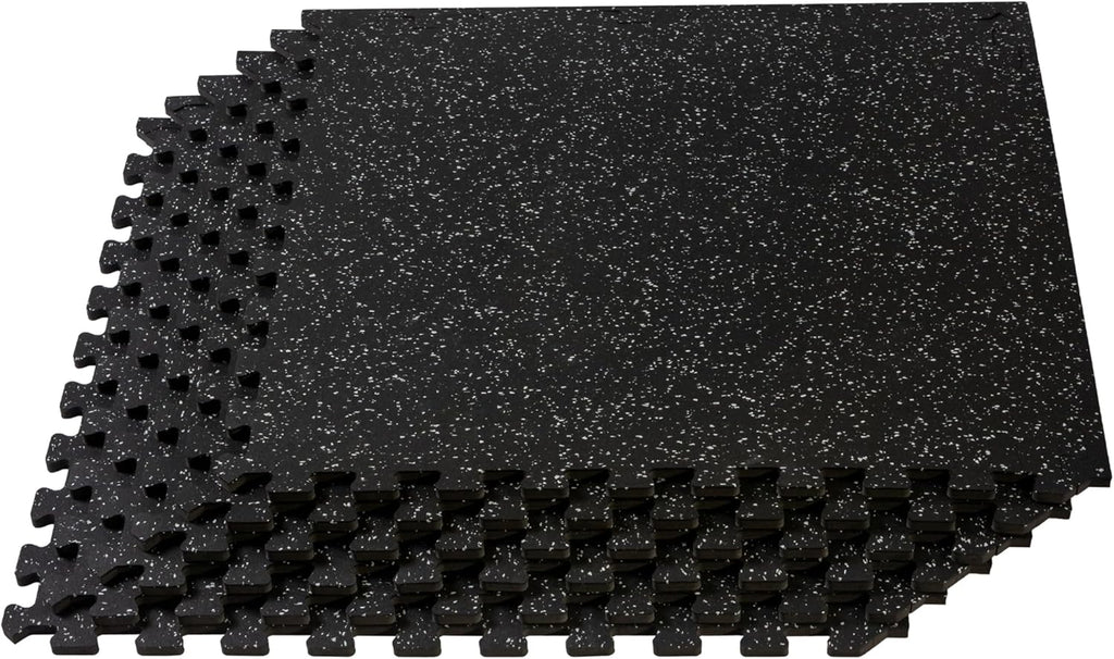 Velotas 3/8-Inch Thick Interlocking Foam Tiles with Rubber Top - Personal Fitness Mat, EVA Foam Puzzle Floor Tiles, for Home Gym Workouts