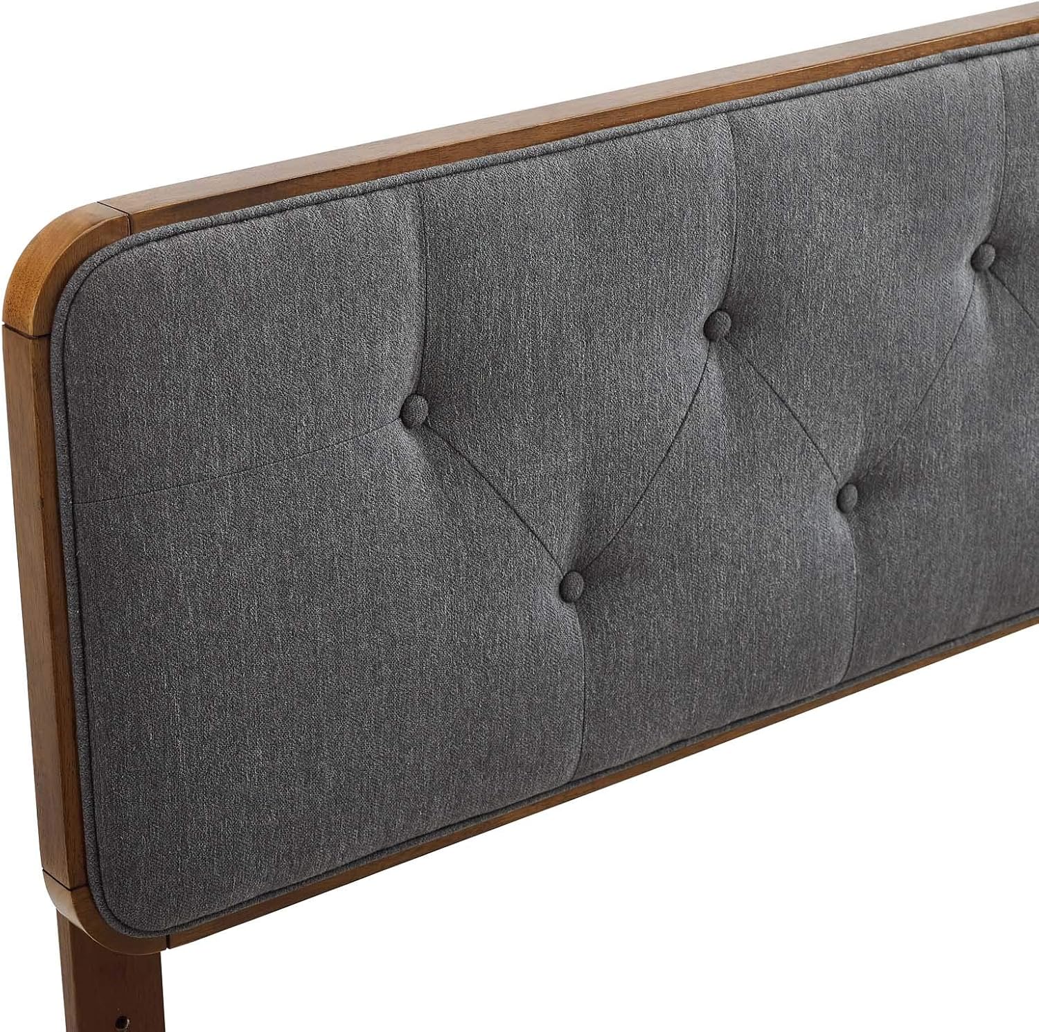 Modway MOD-6235-WAL-CHA Collins Tufted King Fabric and Wood Headboard, Walnut Charcoal