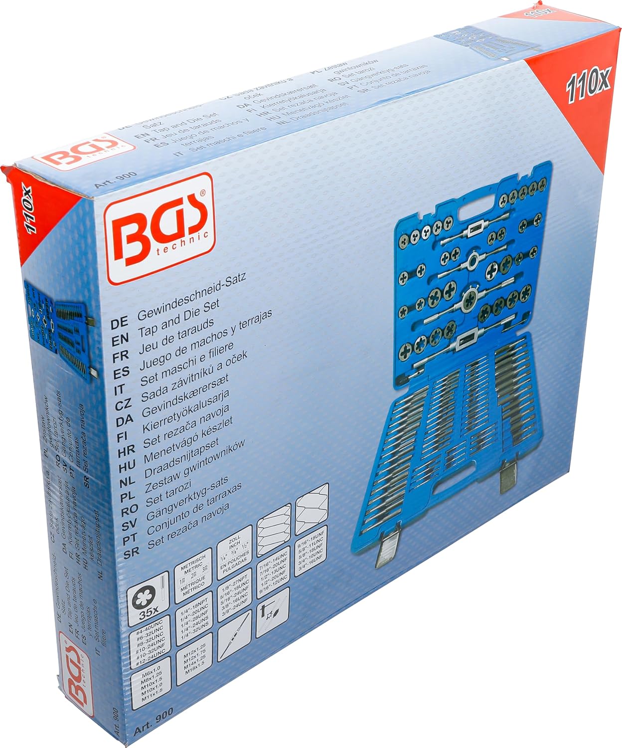BGS 900 Inch/Metric Tap/Die Set, Silver/Blue