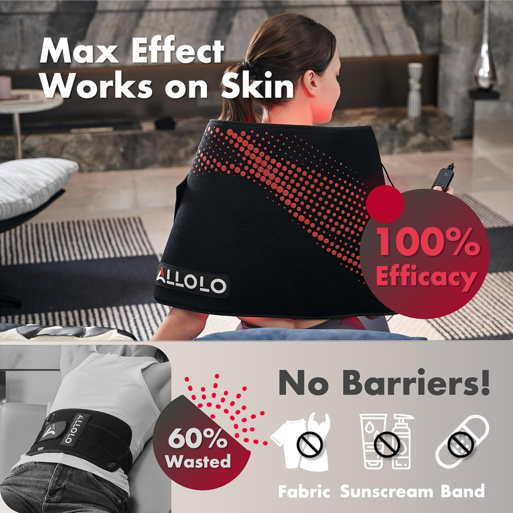 ALLOLO Red Light Therapy for Body, 3 in 1 LEDs Red Light Therapy Belt with Timer Remote Control, 660nm 850nm Infrared Light Therapy Pad for Body Waist Shoulder Knee, 32.7' x 15.7' Large Area