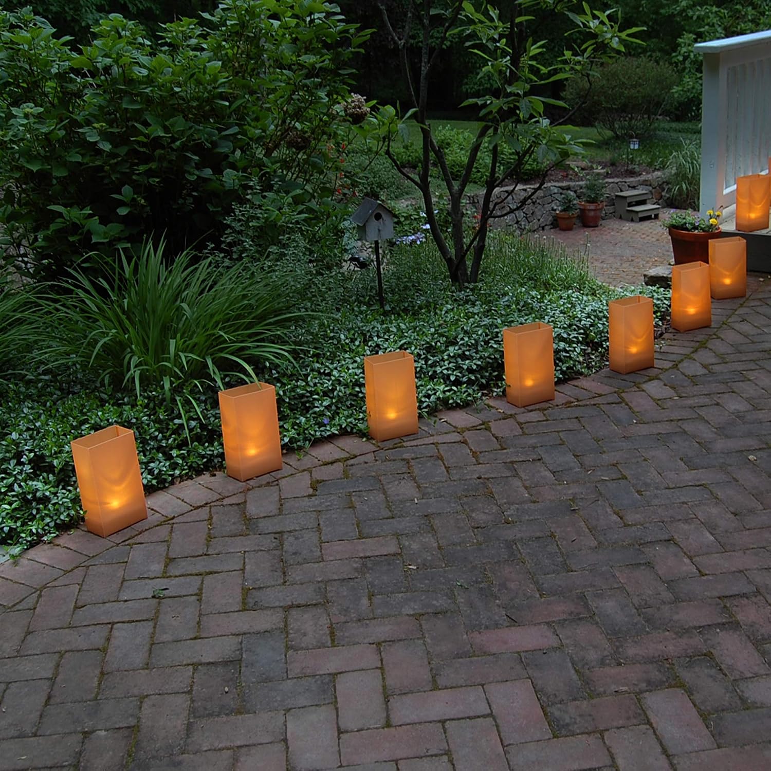LumaBase Plastic Luminaria Lanterns, Tan - Set of 100