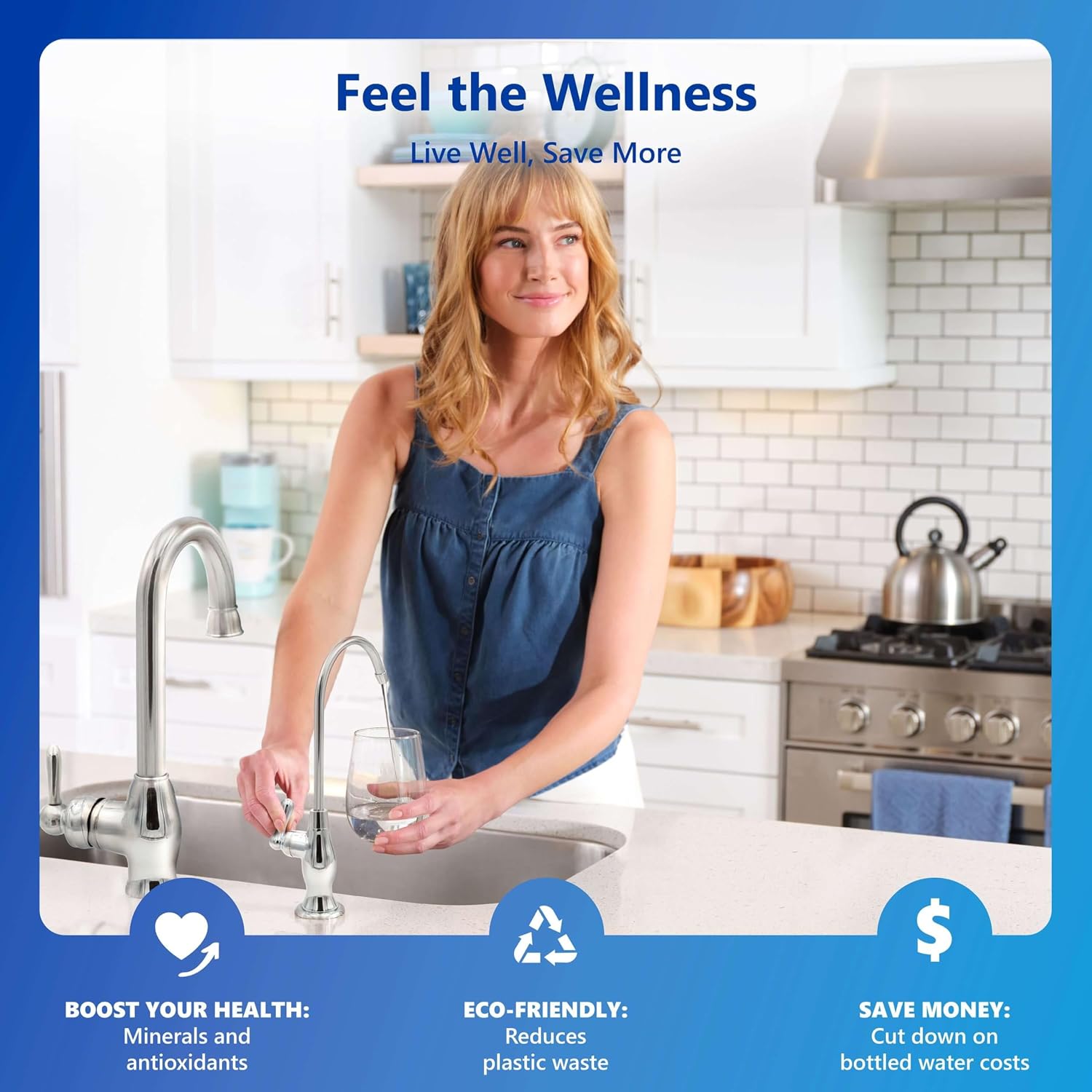 Express Water ROALK5D 10-Stage Alkaline Under Sink Reverse Osmosis Water Filter System, NSF Certified 372, 50 GPD, Reduces 99% of Impurities, BPA Free, Deluxe Chrome Faucet