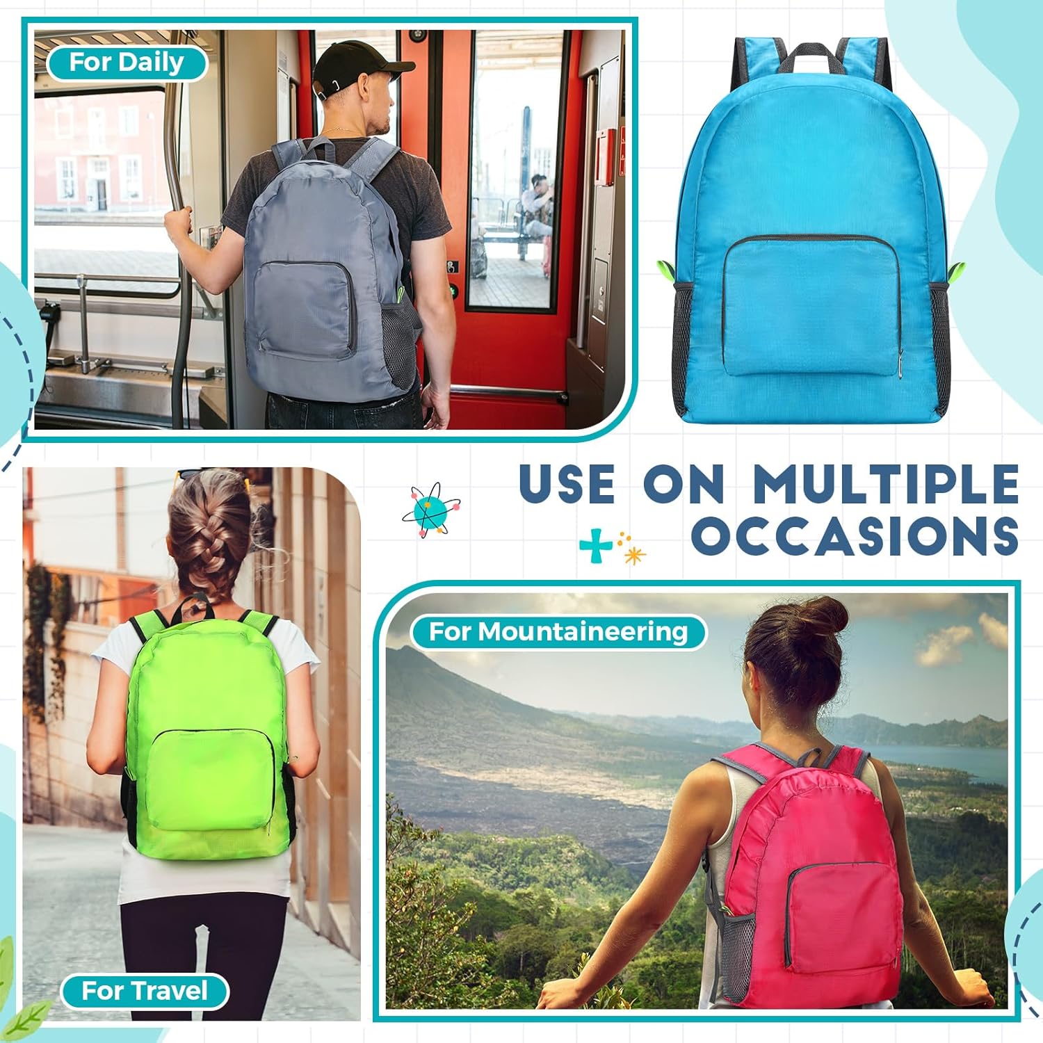 Eccliy 50 Pack Backpacks in Bulk 17 Inches Wholesale Back Pack Basic Backpack for adult Lightweight Outdoor Travel Bookbags(5 Colors)