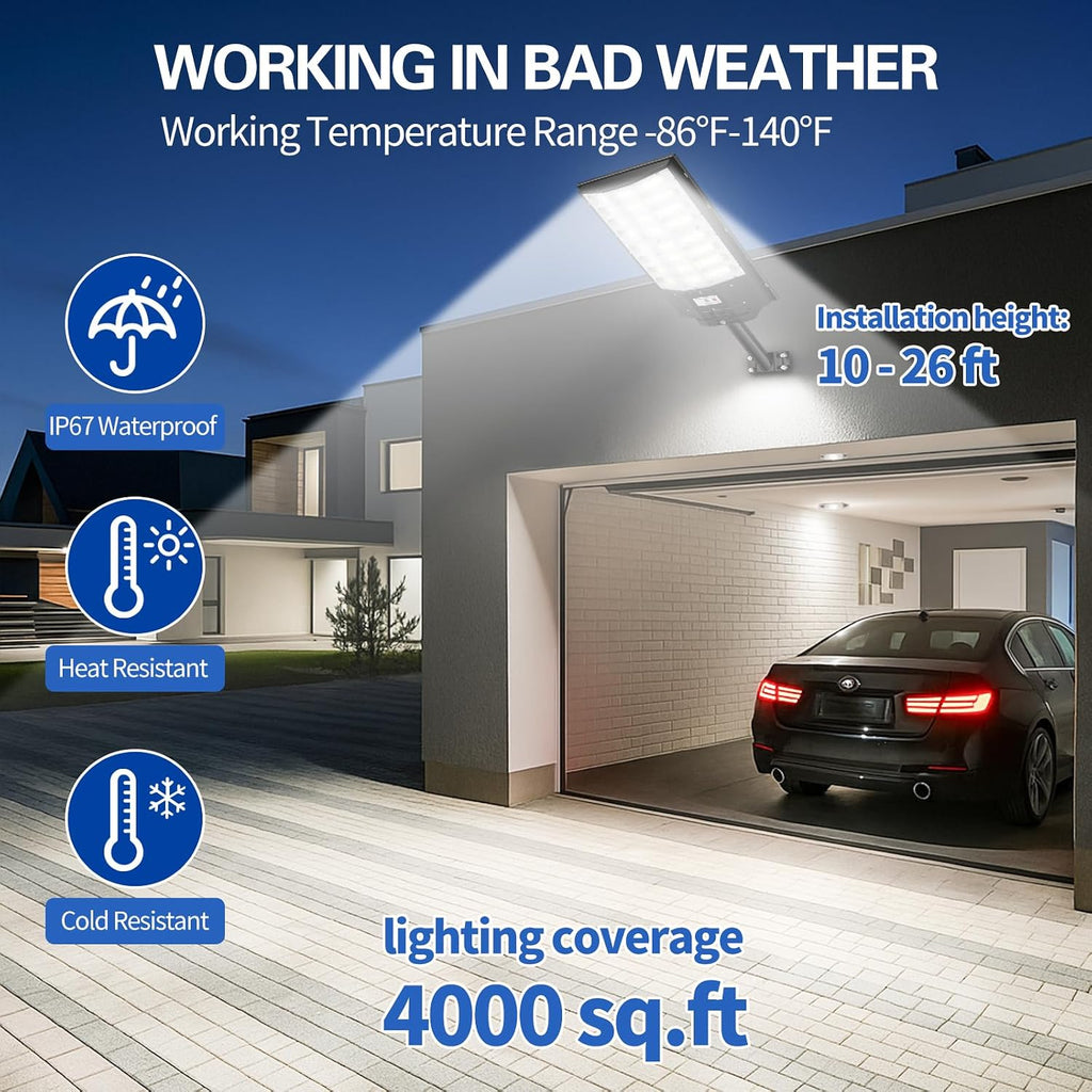 9800W Solar Street Light, Solar Street Lights Outdoor Waterproof IP67, Outdoor SolarLamp with Motion Sensor & Dusk to Dawn - Durable, Energy-Efficient SolarLighting for Garden, Yard, Driveway