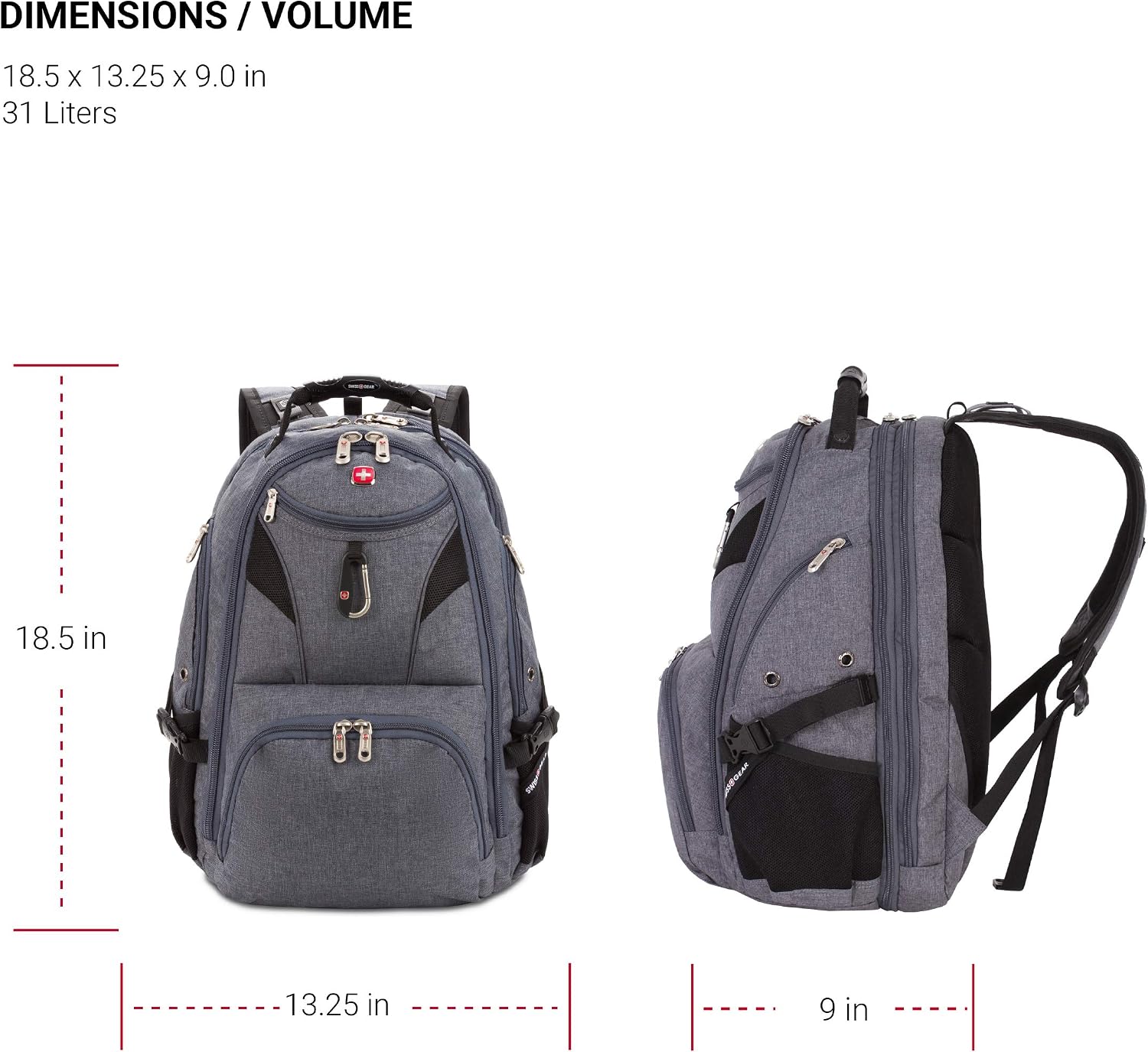 SwissGear 5977 ScanSmart TSA Friendly Laptop Backpack, Fits Most 17 Inch Laptops and Tablets, Ideal for Work, Travel, School, College, and Commuting, Grey