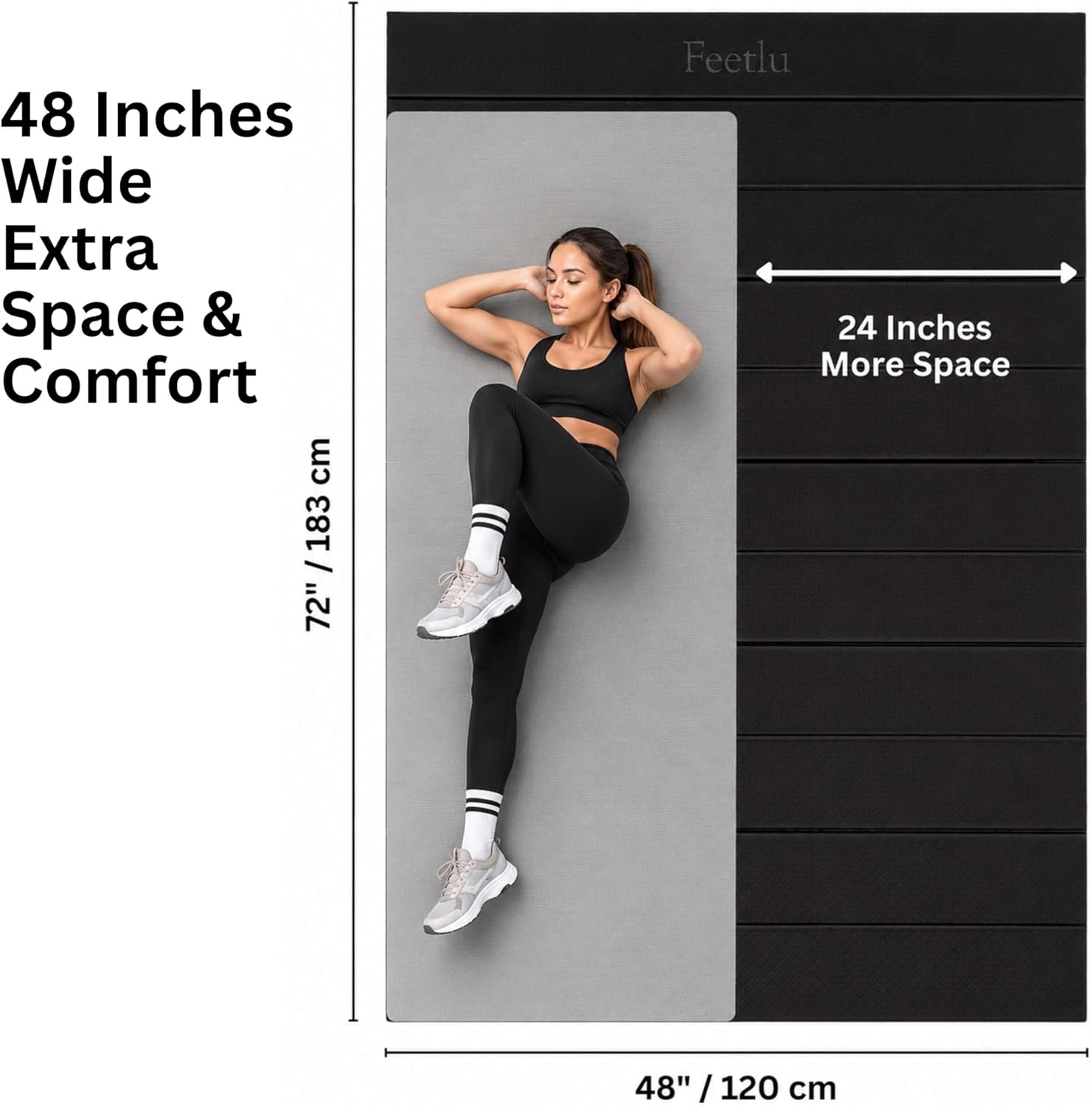 Foldable Large Yoga Mat: Extra 6mm & 8mm Thick Workout Mat for Home Gym and Travel - Anti-Slip Folding Exercise Mat for Yoga, Pilates, and More