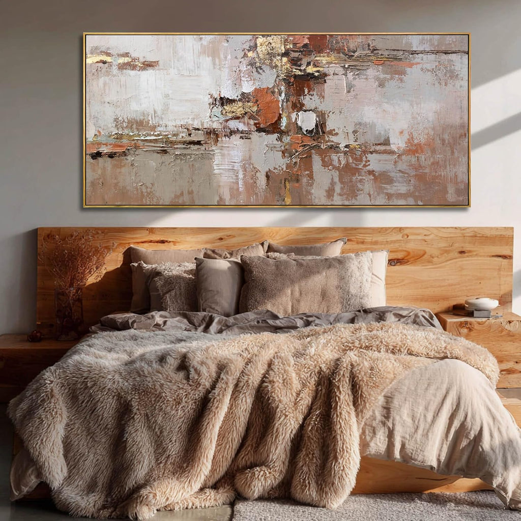 Brown and Gold Canvas Wall Art Colorful Abstract Minimalist Framed Prints for Wall Decor 32'x70' Large Artwork for Living Room Bedroom Kitchen Office