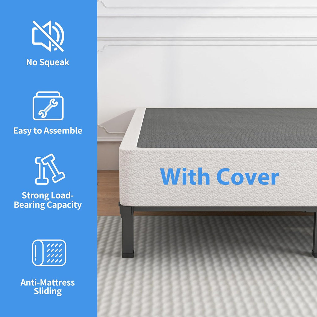 ROIL 5 Inch Queen Box Spring, Heavy Duty Metal Low Profile Bed Base Mattress Foundation with Fabric Cover, 3500lbs Max Weight Capacity, Easy Assembly, Noise Free, Non-Slip