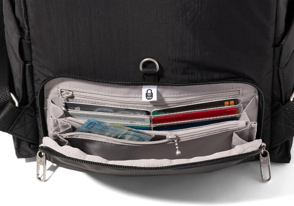 Securtex Anti-Theft Getaway Backpack - 9.4'x13'x5' Travel Safe Bag w/Locking Zippers, Slash-Resistant, RFID