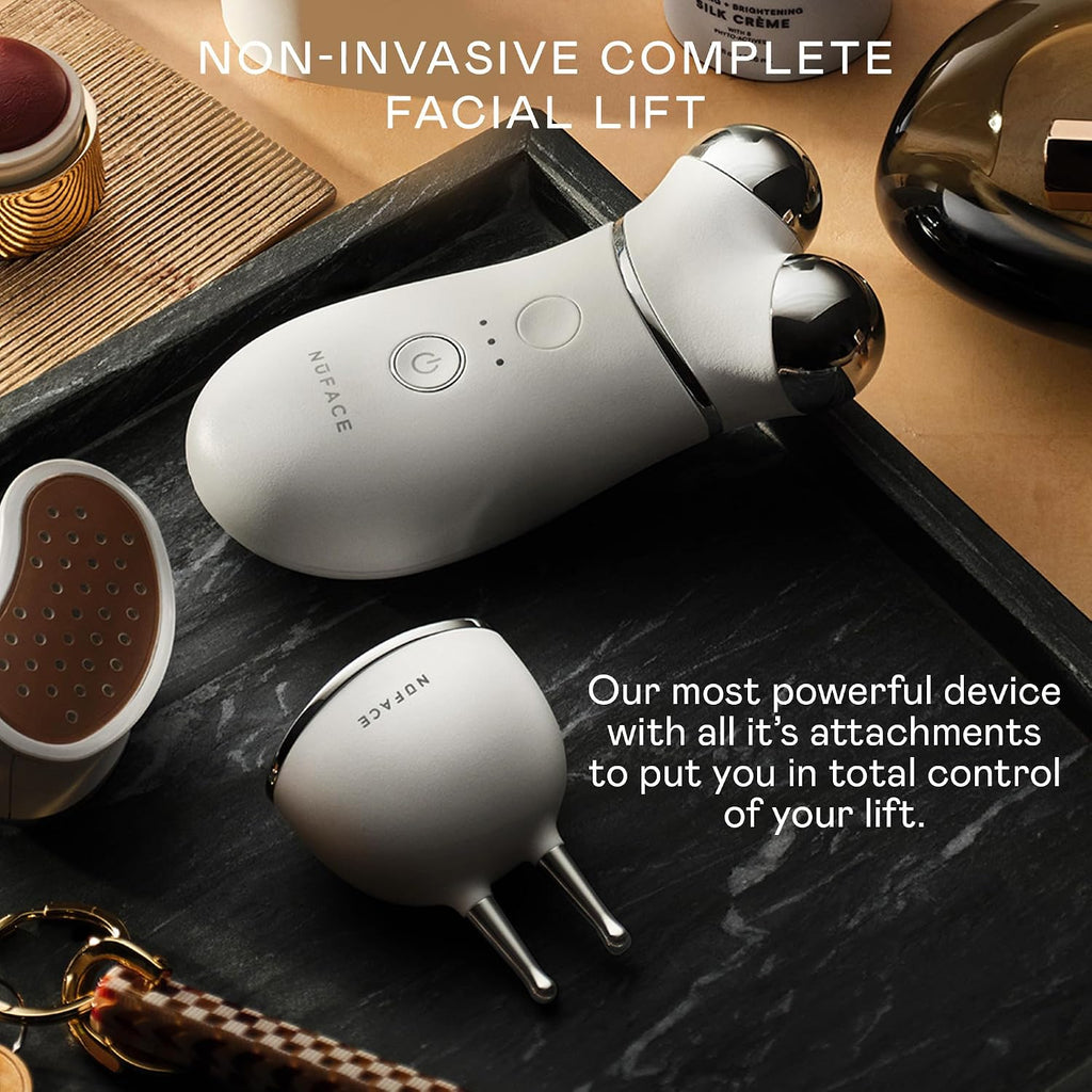 NUFACE Trinity+ Facial Massager + LED Red Light Therapy - Wrinkle Reducer, Skin Tightening & Lifting for Neck, FDA-Cleared - Enhances Radiance, Reduces Fine Lines - Microcurrent Facial Device
