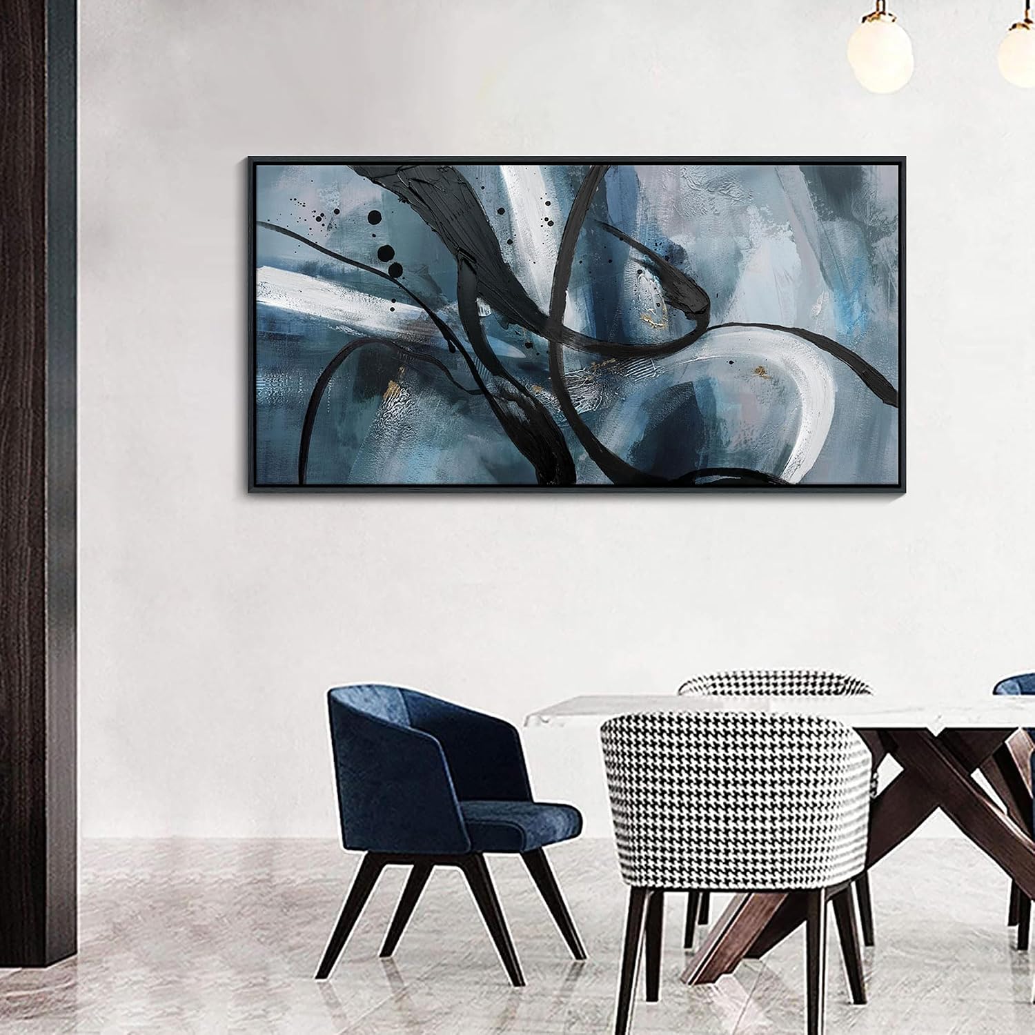 YDYSUNE Abstract Wall Art - Black and White Large Canvas Wall Decor Graffiti Modem Minimalist Art Decoration for Living Room Bedroom Office Painting Framed Pictures Artwork Size 24×48Inch