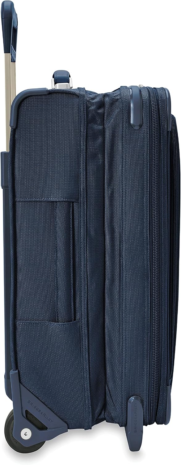 Briggs & Riley Essential 22' 2-Wheel Expandable Carry On - Luggage for Travel, Suitcases with Wheels, Softside Rolling Bag for Men & Women, Self-Repairing Zipper - Baseline Collection, Navy
