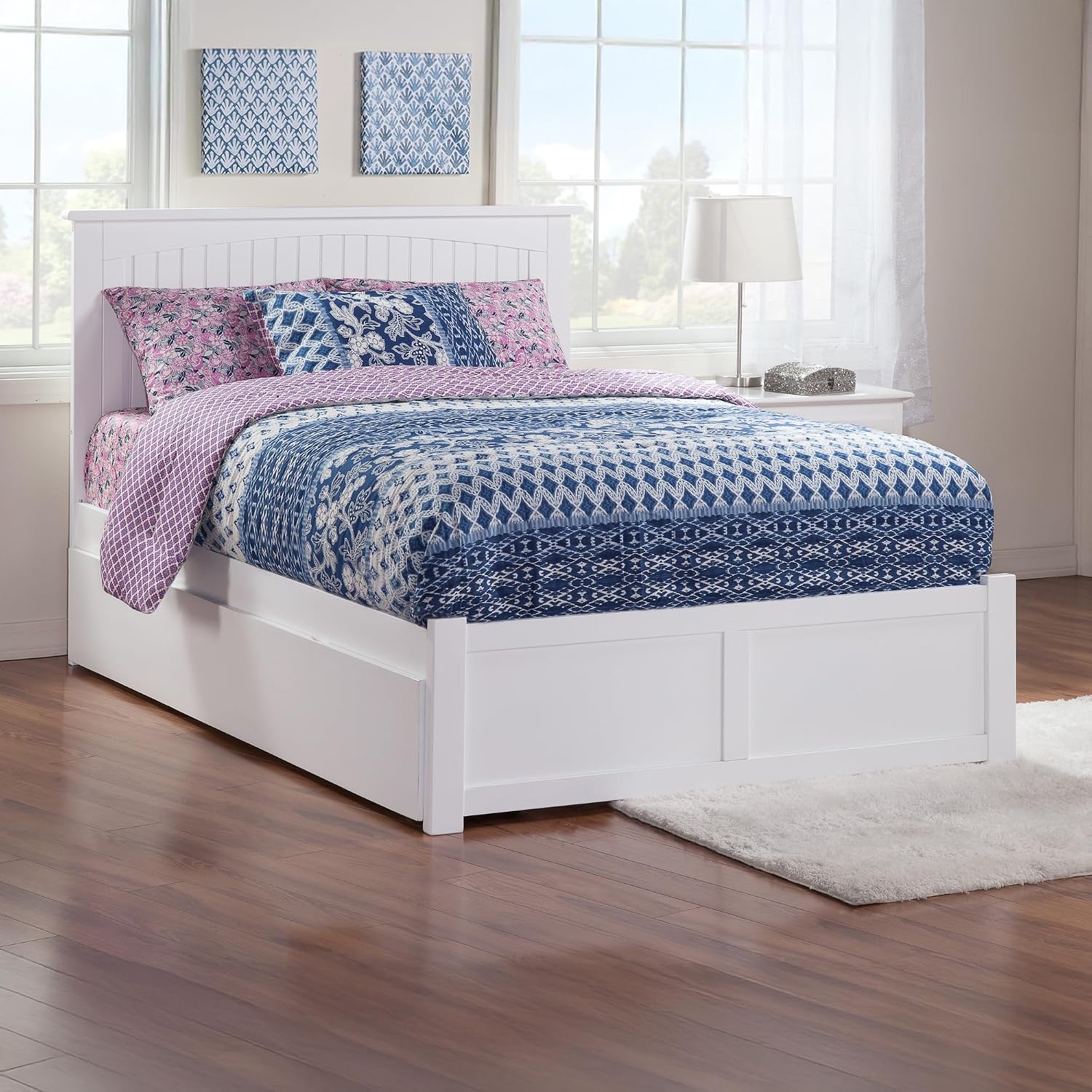 AFI, Nantucket King Platform Bed with Footboard & Twin XL Trundle, White