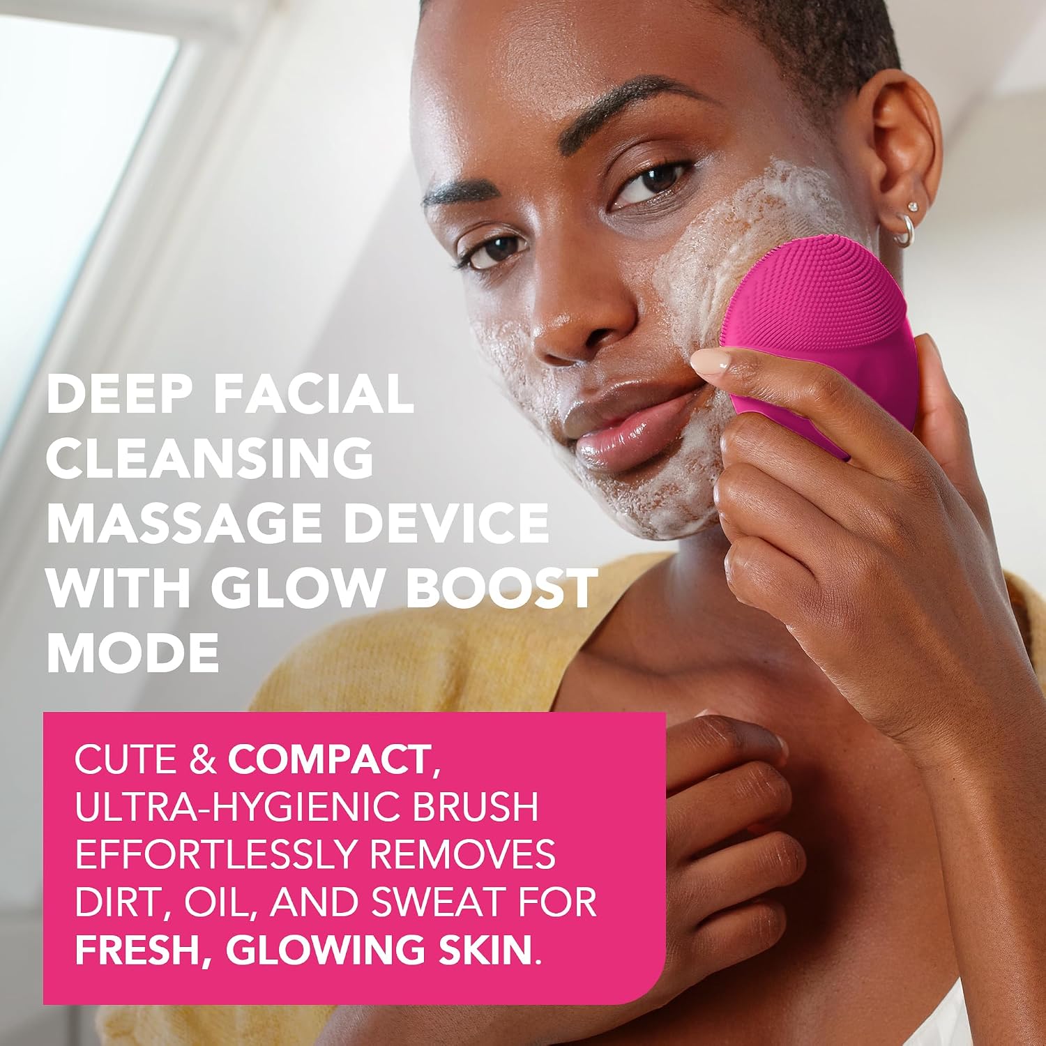 FOREO LUNA mini 3 Ultra-hygienic Facial Cleansing Brush - All Skin Types - Face Massager for Clean & Healthy Face Care - Extra Absorption of Facial Skin Care Products - Waterproof - Fuchsia