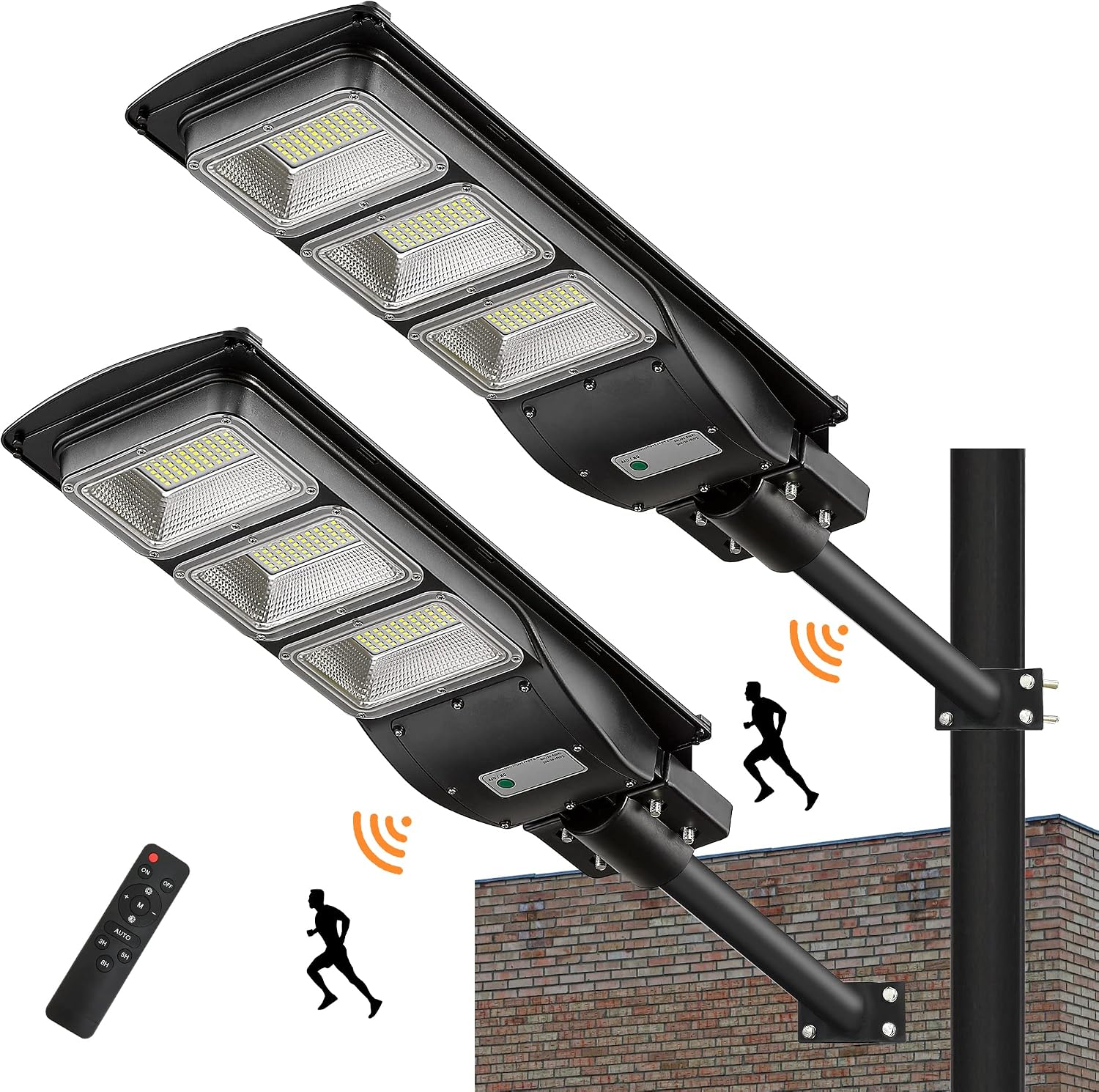 Lovus 2Pack 3600W Solar LED Street Lights, IP65 Waterproof Outdoor Solar Motion Sensor Flood Security Lights Dusk to Dawn for Parking Lot, Home, Garage