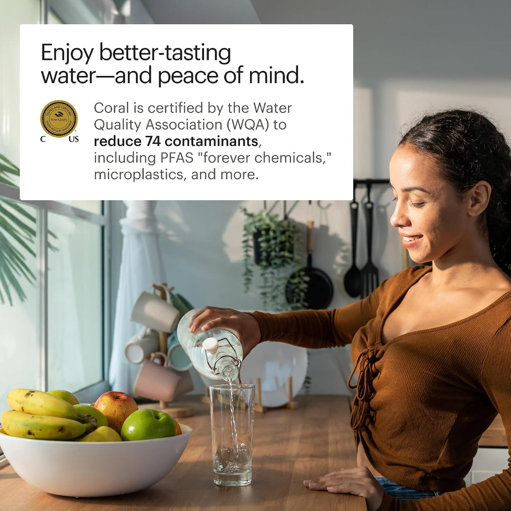 Brondell Coral UC300 Under Sink Water Filtration System – Reduces PFAS, Lead, & Chlorine in Drinking Water, Water Purifier with Designer Chrome Faucet – Quick Change Filter, WQA Gold Seal-Certified