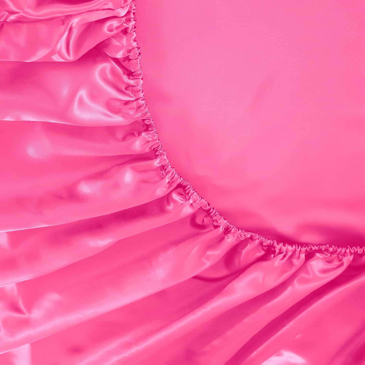 Twin XL Size 4-Piece Sheet Set Premium Mulberry Silk Bed Sheets Set Fits 14-16' Deep Pocket - Luxurious Soft Silk (Solid, Hot Pink)