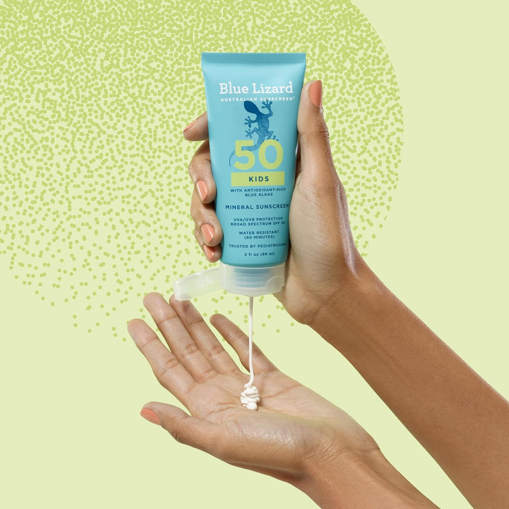 Blue Lizard Kids Mineral SPF 50 Sunscreen Lotion, 100% Mineral, Children's Sunscreen, Water-Resistant Formula, Paraben-Free, Fragrance-Free, 3 fl oz (Pack of 12)