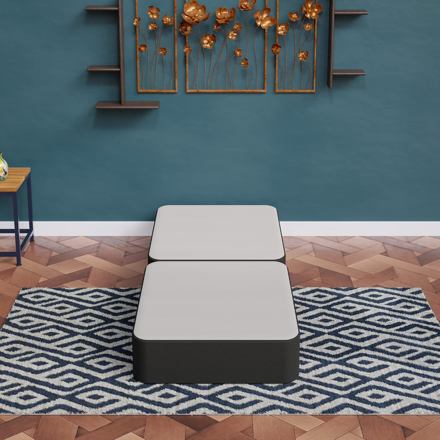 8-Inch Sturdy Box Spring for Mattress Support-Durable and Fully Assembled, Natural Wood Foundation for Twin, Black