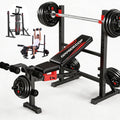 OPPSDECOR 900LBS 6 in 1 Weight Bench Set with Leg Extension and leg Curl, Adjustable Incline Decline Flat Bench Press with Squat Rack, Foldable All in One Home Gym Workout Bench for Full Body Training
