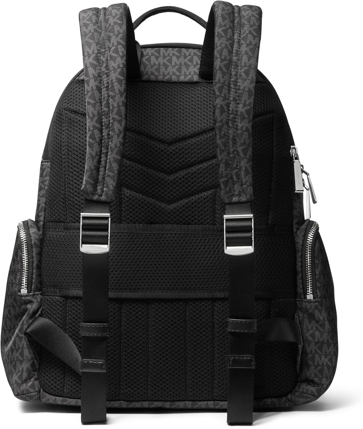 Michael Kors Prescott Large Backpack, Silver-Tone Hardware/Tonal Signature/Black, One Size