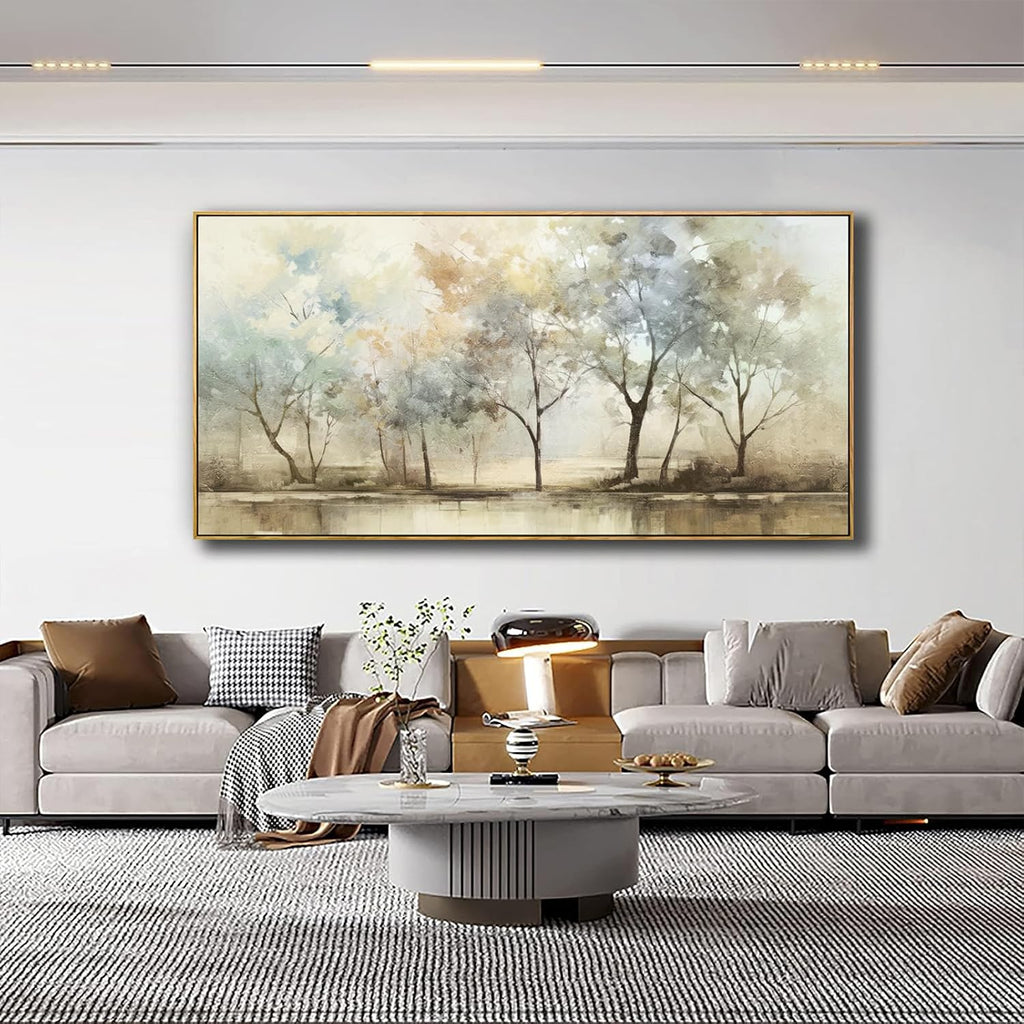 VHMING Abstract Wall Art Artwork Retro Trees Pictures Decor Canvas Painting Framed Ready to Hang Living Room Bedroom and Office Wall Decor 24x48 Inch