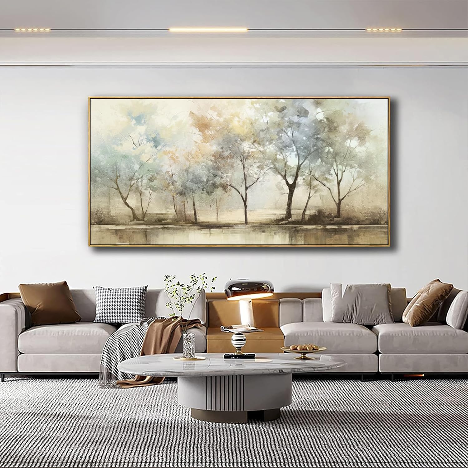 VHMING Abstract Wall Art Artwork Retro Trees Pictures Decor Canvas Painting Framed Ready to Hang Living Room Bedroom and Office Wall Decor 24x48 Inch