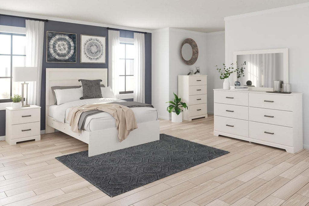 Signature Design by Ashley Stelsie Farmhouse Full Panel Bed, Foundation or Box Spring Needed, White