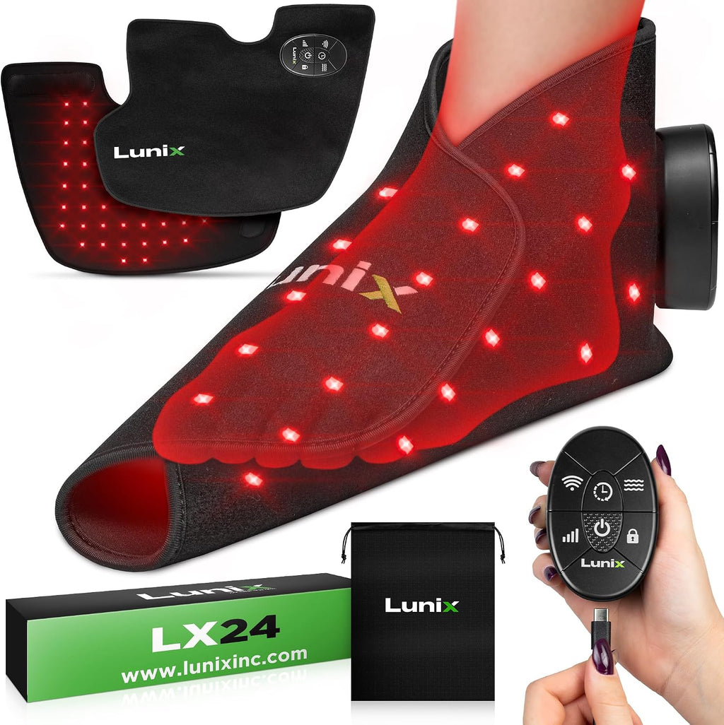 Lunix LX24 Red Light Therapy for Feet, Near Infrared Therapy for Circulation & Joint Support, Portable, Rechargeable, Adjustable Intensity, Black
