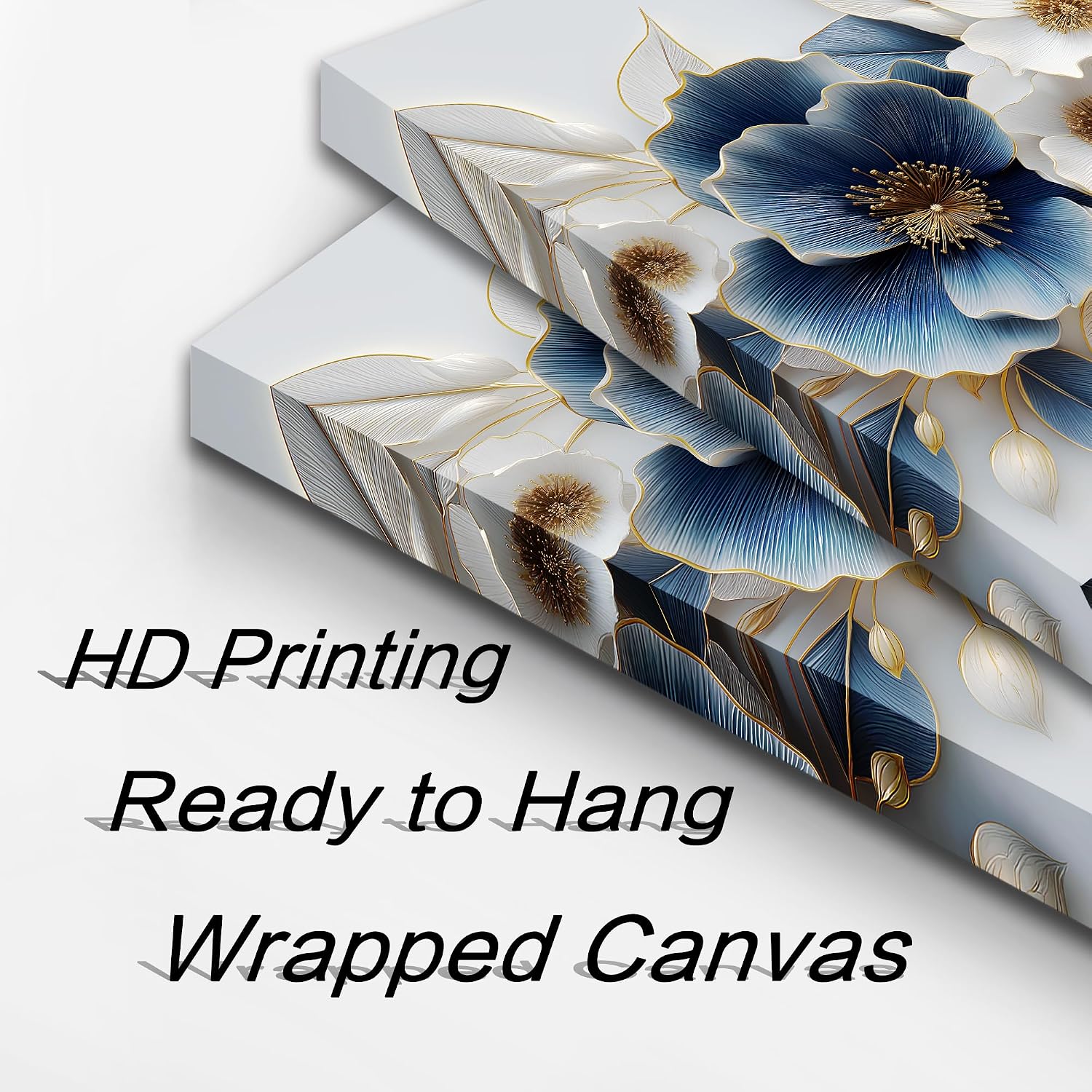 Large Canvas Wall Art for Living Room Blue and White Floral Print Painting wall Decor for Bedroom Office Modern Home Botanical Framed Wall Decorations Artwork Size 30x60 Ready to Hang