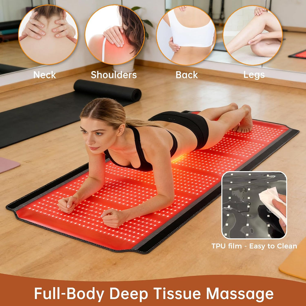 Full Body Red Light Therapy Mat, 74.8'*35.4' Whole Red Light Therapy Pad for Body with 660nm & 850nm, 1260 LEDs redlight Blanket with Adjustable Timer & Intensity, Gifts for Women, Men, and Pets