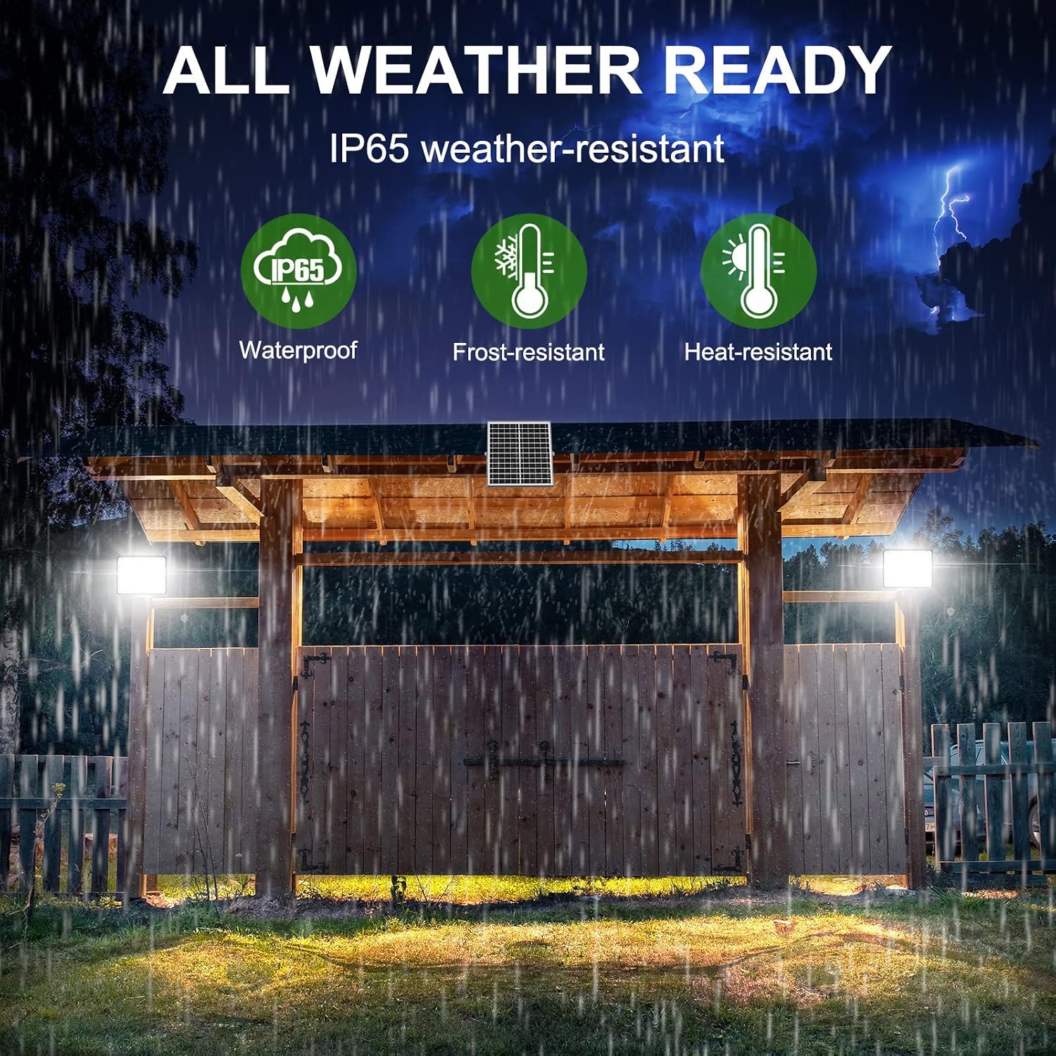 Engrepo 200 Watts Solar Flood Light Outdoor 1500 Lumens Dual White Floodlights Auto On/Off Dusk to Dawn with Remote Control for Yard, Garden, Shed, Barn.