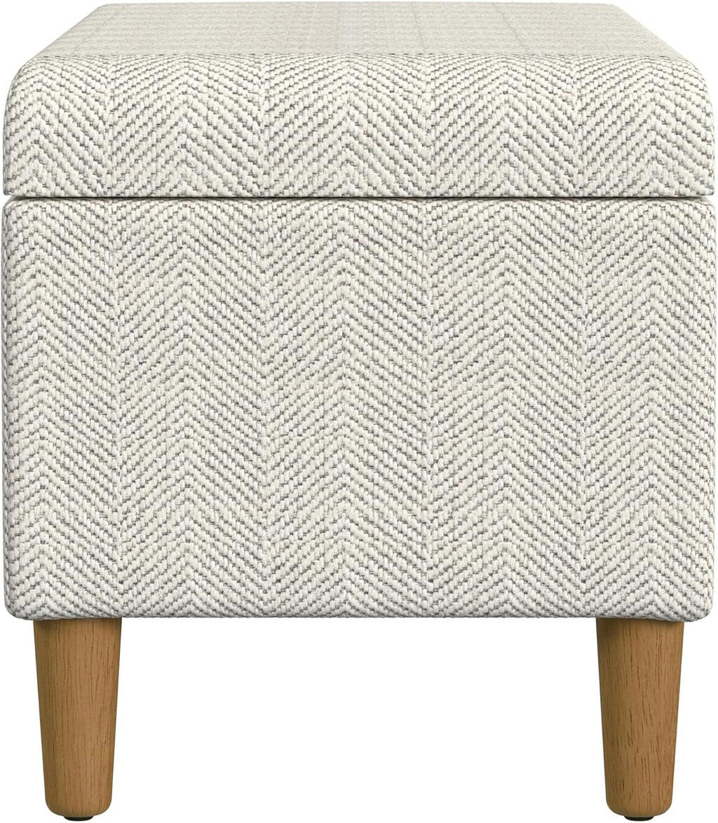 HomePop Malmo Decorative Storage Bench -Cream Chevron Woven