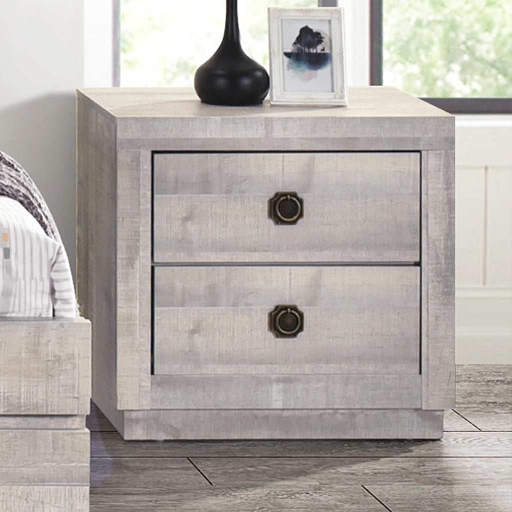 GOWE 2 Pieces Bedroom Sets Farmhouse Style Twin Size Bookcase Captain Bed and Nightstand, Rustic White