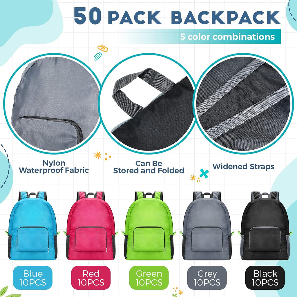 Eccliy 50 Pack Backpacks in Bulk 17 Inches Wholesale Back Pack Basic Backpack for adult Lightweight Outdoor Travel Bookbags(5 Colors)