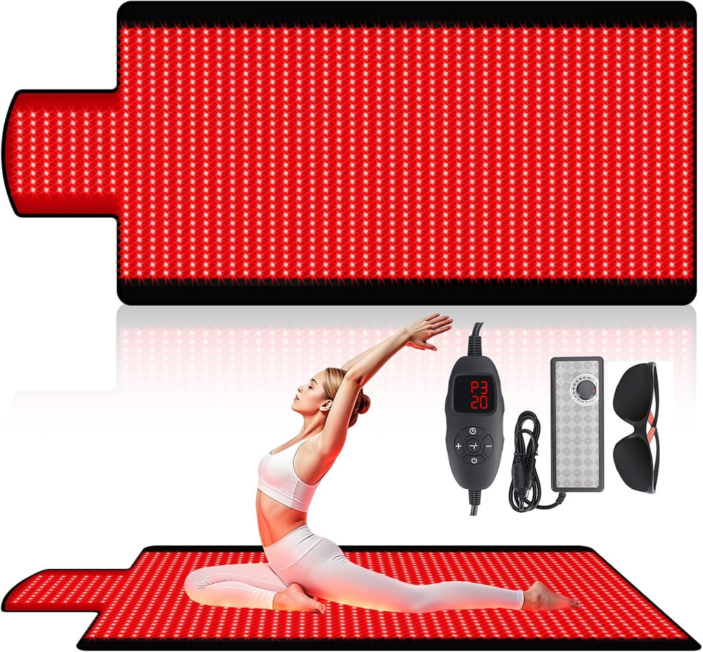 LITDUCK Body Red Light Therapy Mat, Eligible Red Light Therapy Blanket, 2in1 LEDs(660nm& 850nm), Premium Leather, Adjustable Timer & Intensity,76.8' x 33.4' 1370leds