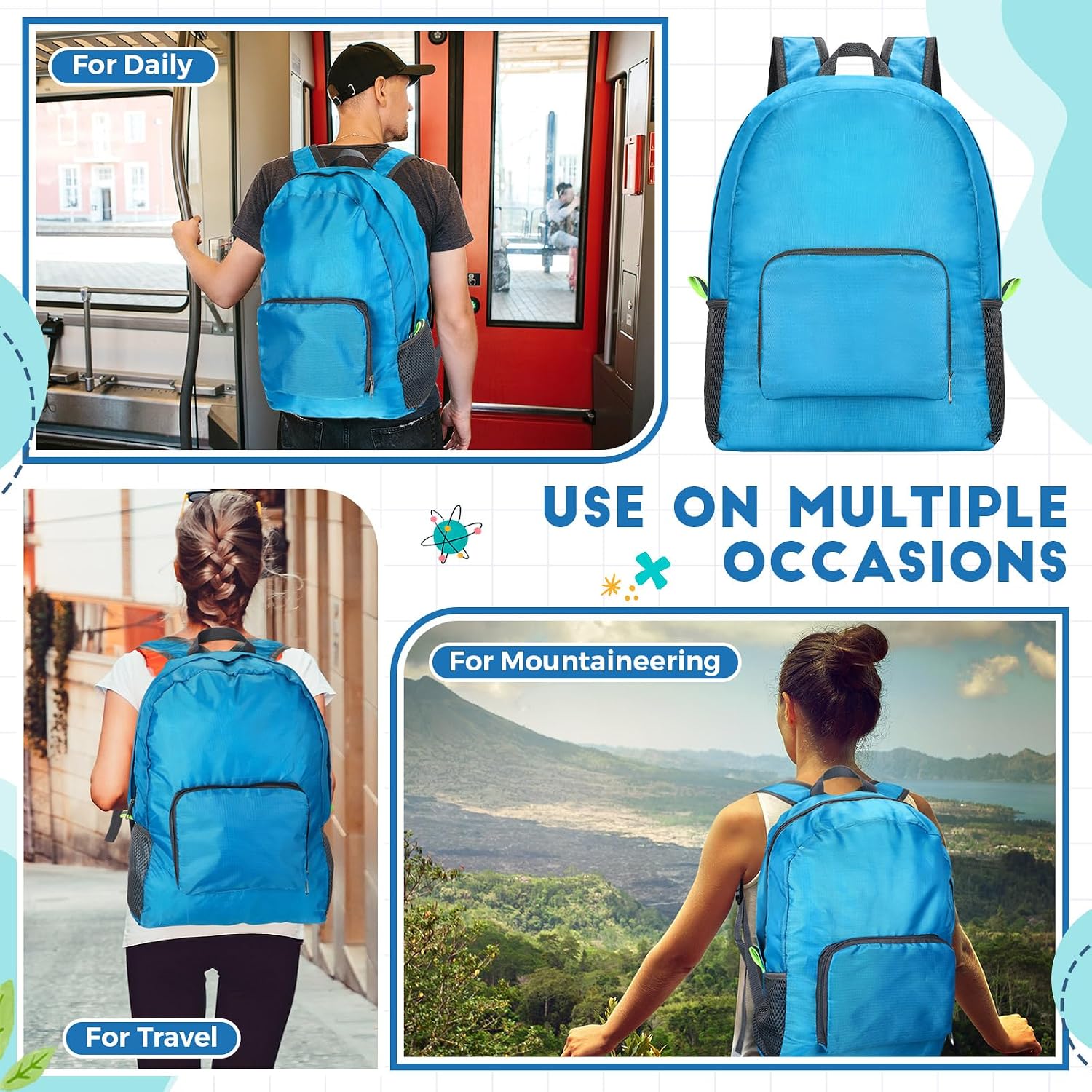 Eccliy 50 Pack Backpacks in Bulk 17 Inches Wholesale Back Pack Basic Backpack for adult Lightweight Outdoor Travel Bookbags(Blue)