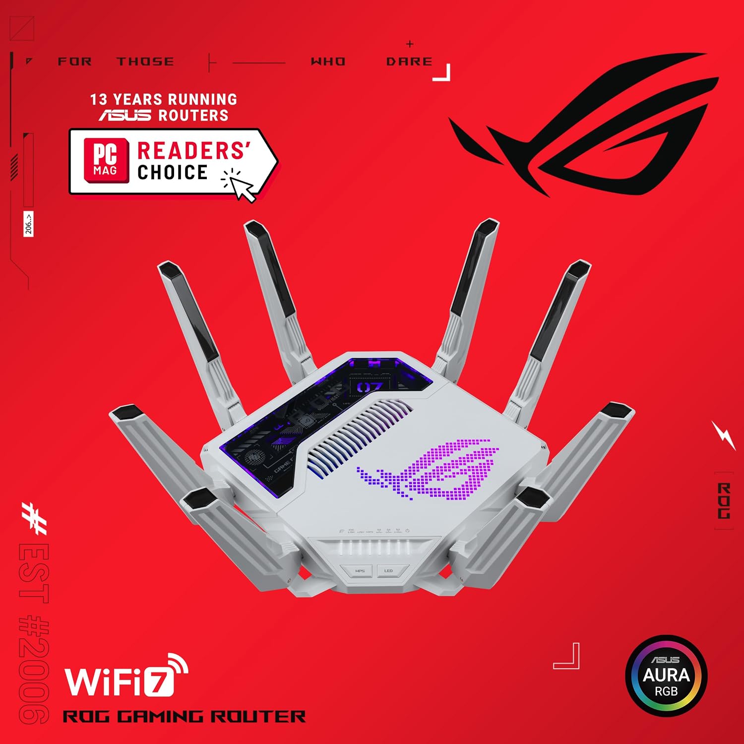 ASUS GT-BE19000AI Tri-Band WiFi 7 (802.11be) AI Gaming Router, 320MHz Bandwidth & 4096-QAM, MLO, Dual 10G Ports, AI Game Boost, Gaming Network, Aura RGB, AiMesh Support, Guest Network Pro