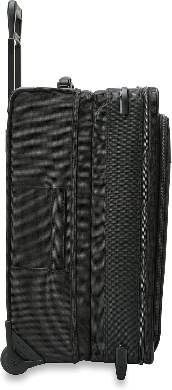 Briggs & Riley 26' Medium Expandable Upright - Checked Luggage for Travel, Suitcases with Wheels, Softside Rolling Bag for Men & Women, Self-Repairing Zipper - Baseline Collection, Black