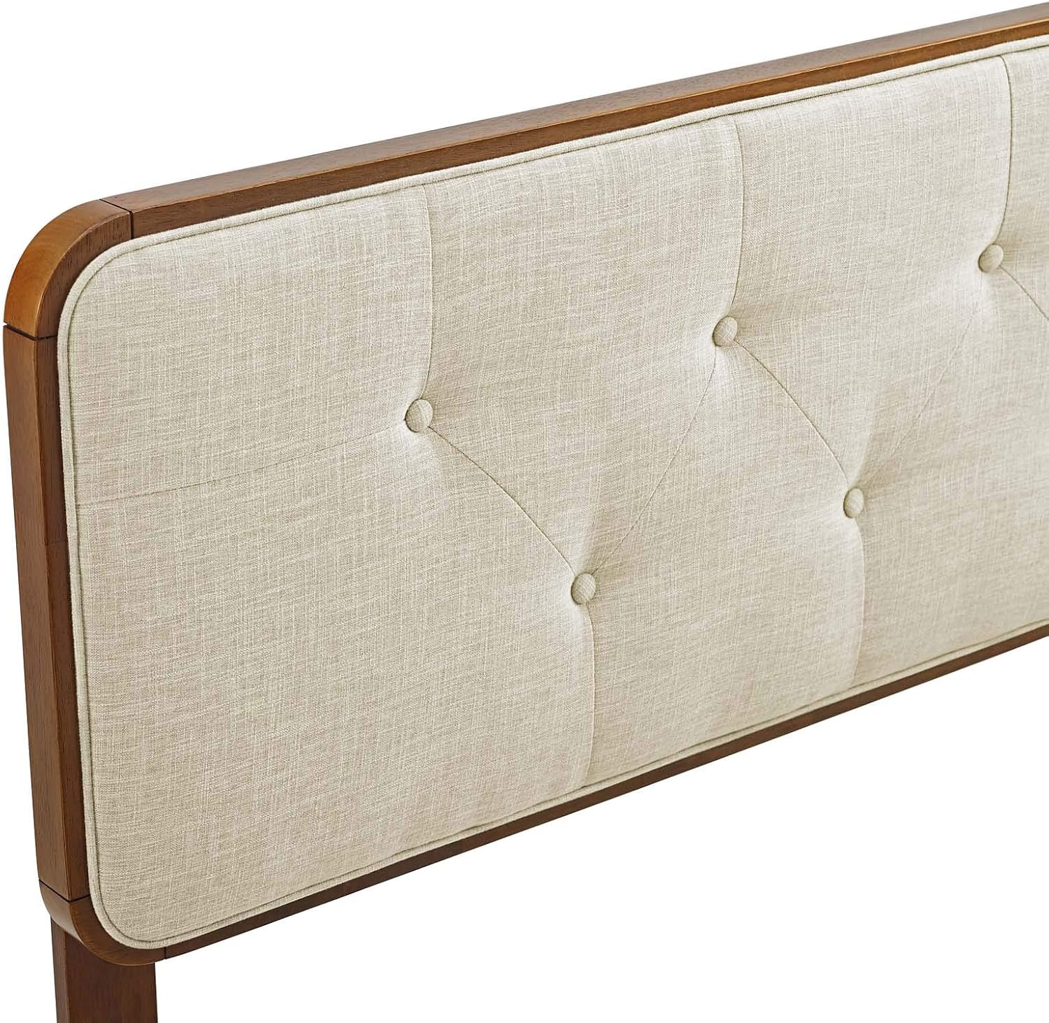 Modway MOD-6233-WAL-BEI Collins Tufted Full Fabric and Wood Headboard, Walnut Beige