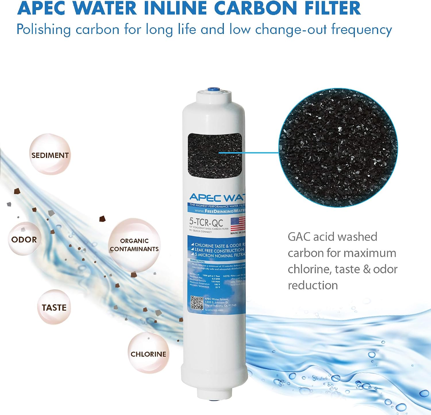 APEC Water Systems FILTER-MAX45 US Made 50 GPD Complete Replacement Set for Ultimate Series Reverse Osmosis Water Filter System Stage 1-5