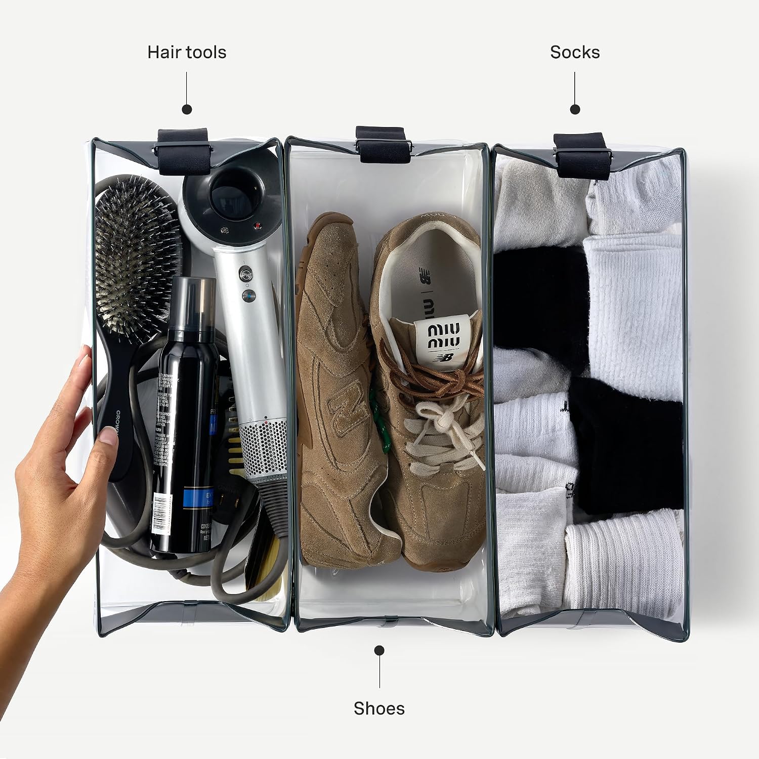 Cadence Parcel - Clear Kit with Magnetic Closure - Durable and Leak-Resistant Travel Toiletry Kit - Modular Design - Hygiene Bag for Travel Essentials - 4 Qt - Ink