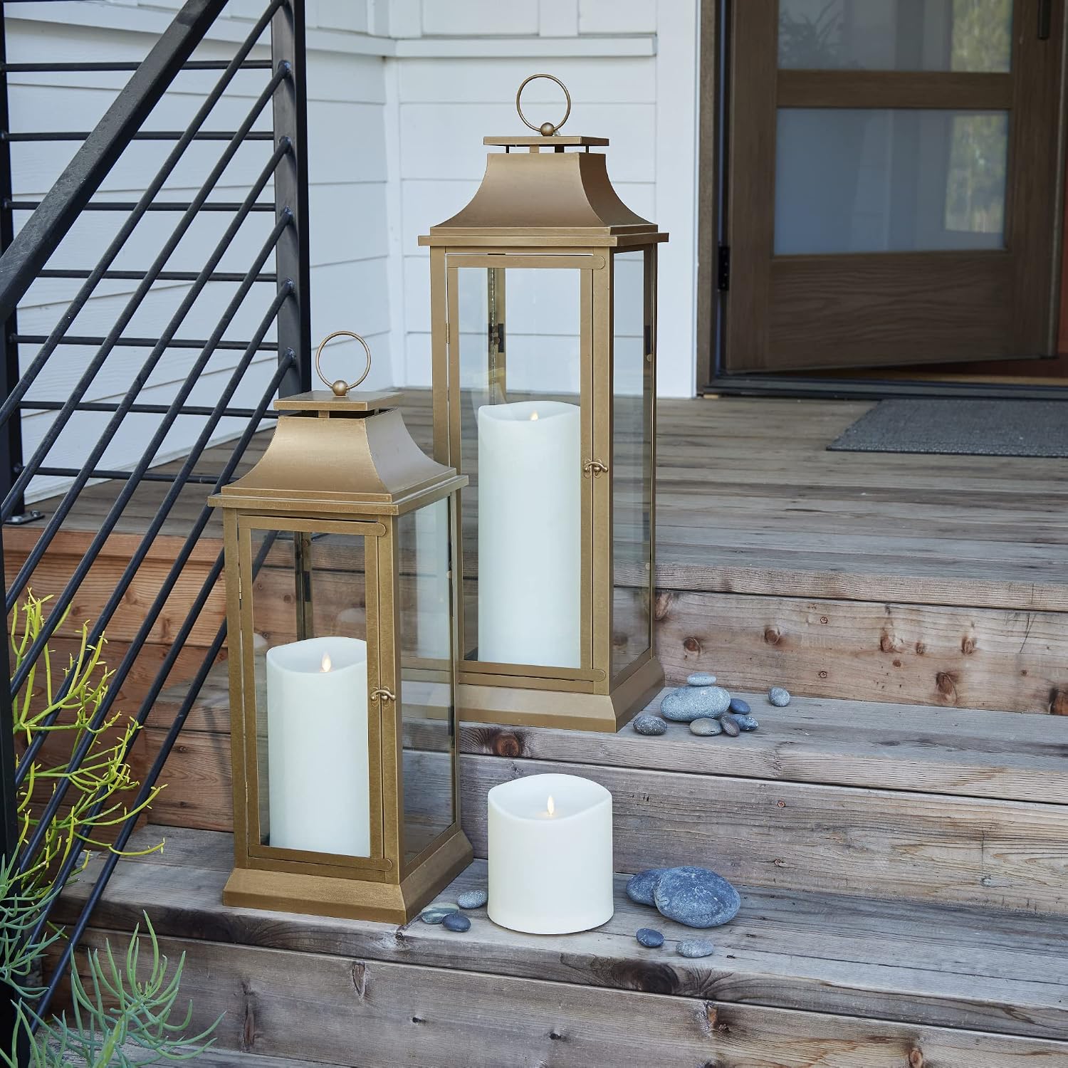 Luminara Realistic Artificial Moving Flame Outdoor Pillar Candle IPX4 - Moving Flame LED Battery Operated Lights for Outside Christmas, Halloween - Remote Included - Ivory - 6' x 6'