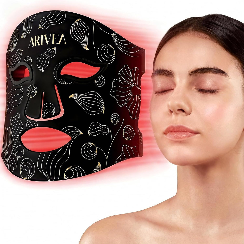 ARIVEA Red Light Therapy Mask for Face – Portable Wireless LED Face Mask with 3 Modes (Red, Blue, Infrared 850nm), Cordless Anti-Aging Light Therapy for Wrinkle Reduction, Acne Care & At-Home Skin