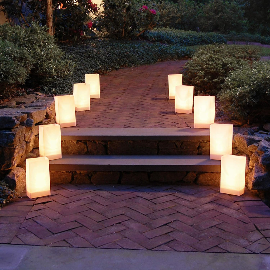 LumaBase 318100 Plastic Luminaria Lanterns, White, Pack of 100