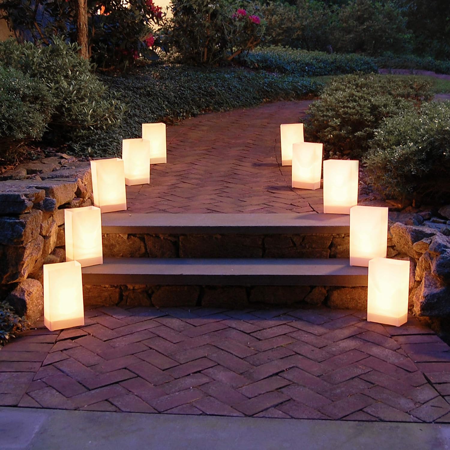 LumaBase 318100 Plastic Luminaria Lanterns, White, Pack of 100