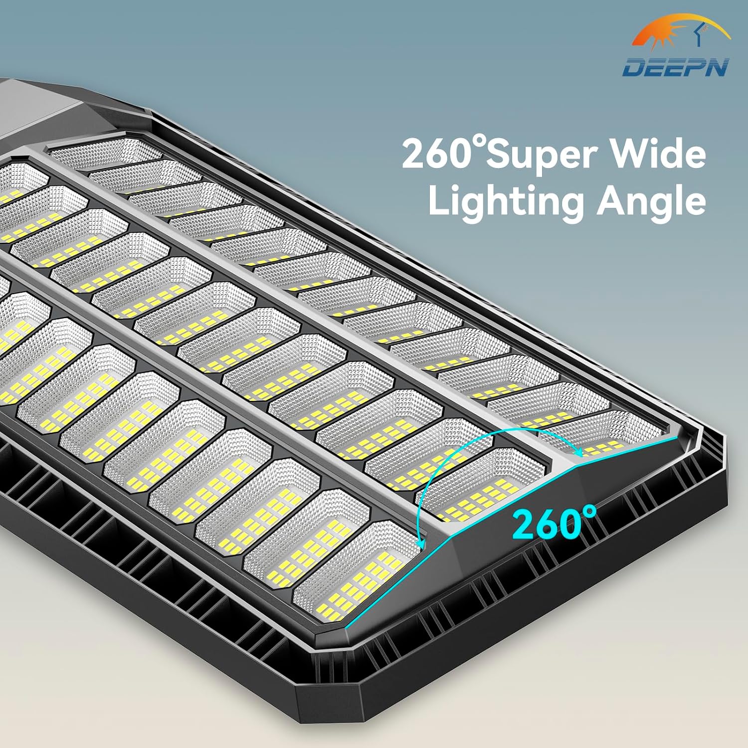 Deepn 12000W Solar Street Light, Commercial Grade Street Lights, IP67 Waterproof Solar Parking Lot Lights Dusk to Dawn Outdoor Lighting LED Security Flood Motion Sensor and Remote Control, 2 Pack
