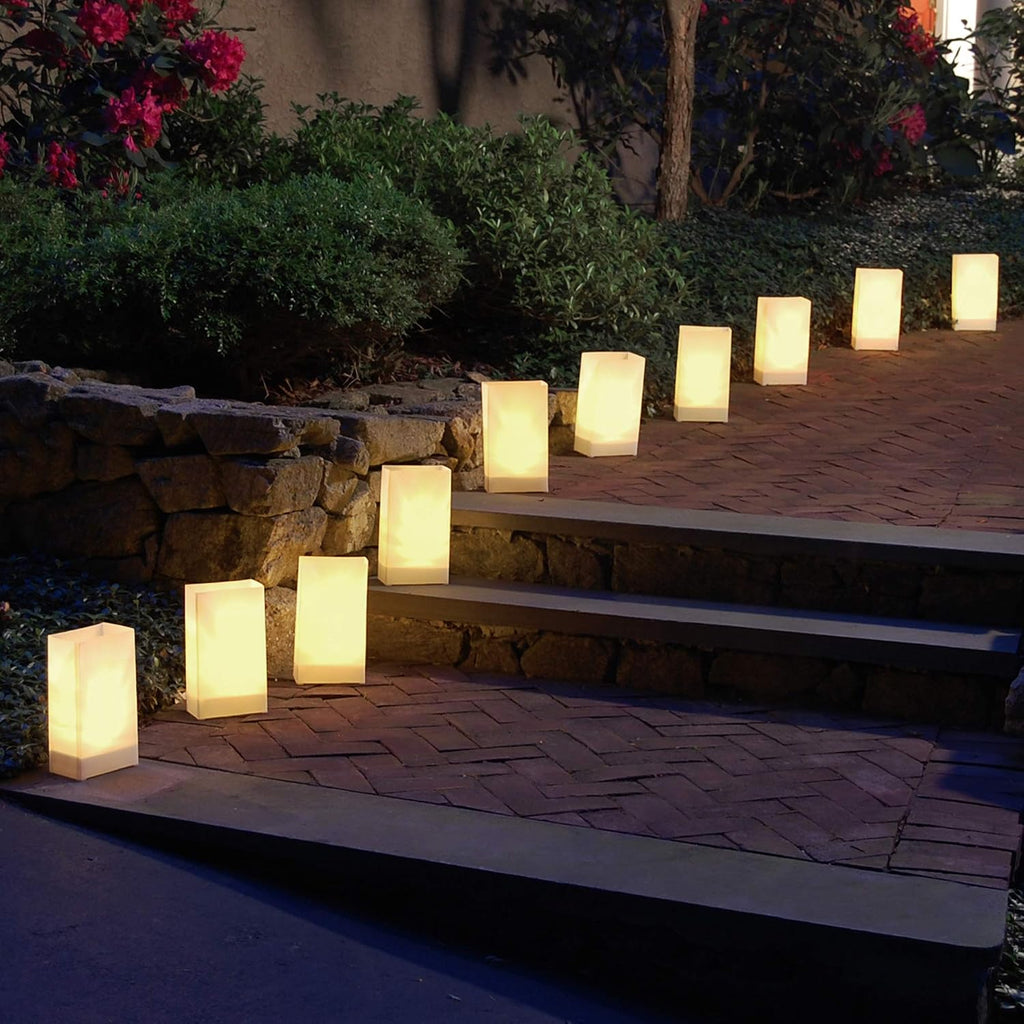 LumaBase 318100 Plastic Luminaria Lanterns, White, Pack of 100